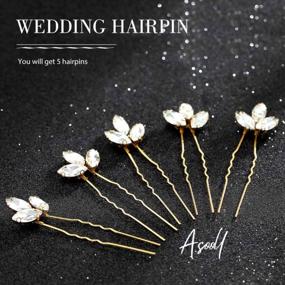 img 3 attached to Asooll Crystal Bride Wedding Hair Pins Leaf Bridal Hair Clip Rhinestone Headpiece Hair Accessoriesfor Women And Girls(Pack Of 5) (Gold)
