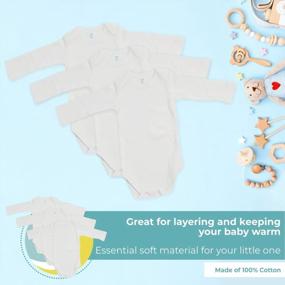 img 1 attached to Spasilk Infant Bodysuits: Stay Comfortable All Day With Long Sleeve Lap Shoulder Design - 3 Pack