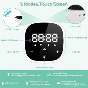 img 1 attached to Efficient and Silent Double Electric Wearable Breast Pump with Touch Display - Quiet, Portable, and Painless - 5 Modes, USB Charge - Breastfeeding Milk Collector in 24mm/27mm Sizes