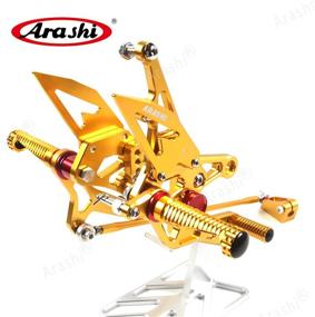 img 1 attached to 🏍️ Arashi(Version 2.0) Adjustable Rearsets for Yamaha YZF R1 2007 2008 - Motorcycle Accessories Foot Pegs Footrests Rear Set - YZF-R1 Gold 07 08