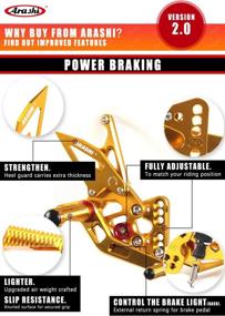 img 3 attached to 🏍️ Arashi(Version 2.0) Adjustable Rearsets for Yamaha YZF R1 2007 2008 - Motorcycle Accessories Foot Pegs Footrests Rear Set - YZF-R1 Gold 07 08