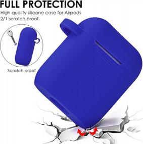 img 2 attached to Cute Cobalt Blue Filoto Case With Keychain And Pompom For Apple AirPods 2&1 Charging Case: Ideal Protective Accessories For Girls And Women