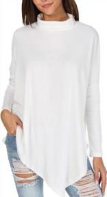 img 4 attached to Levaca Women'S Long Batwing Sleeve Turtleneck Hankerchief Hem Loose Casual Tunic
