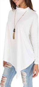 img 2 attached to Levaca Women'S Long Batwing Sleeve Turtleneck Hankerchief Hem Loose Casual Tunic