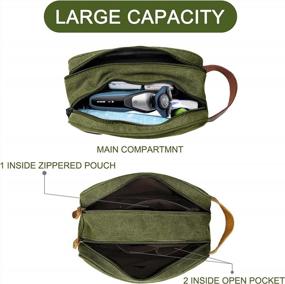 img 3 attached to Men'S Canvas Toiletry Bag With Dual Compartments By Kemy'S - Perfect Travel Dopp Kit For Toiletries And Shaving Accessories