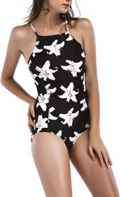 img 4 attached to Sexy Bandage High Neck Monokini With Cross Back - Macolily Women'S One Piece Swimsuit