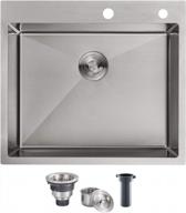 rovogo 25"x22" single bowl drop-in kitchen sink, handmade from 18 gauge stainless steel with brushed finish and 2 pre-drilled holes logo