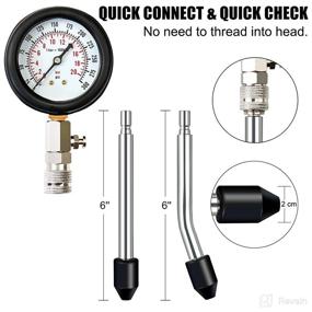 img 1 attached to 🔍 JIFETOR Cylinder Compression Tester Kit with 8PCS Small Engine Pressure Gauge for Gasoline Car Motorcycle Truck Diagnostic - Red, Includes 4 Extension Rods