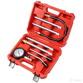 img 4 attached to 🔍 JIFETOR Cylinder Compression Tester Kit with 8PCS Small Engine Pressure Gauge for Gasoline Car Motorcycle Truck Diagnostic - Red, Includes 4 Extension Rods