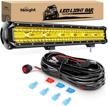 nilight 20 inch 420w led light bar amber triple row flood spot combo 42000lm driving boat led off road lights with 12v on/off 5 16awg wiring harness kit, 2 years warranty logo
