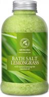 21.16 oz sea salt bath with natural essential lemongrass oil for sleep, body care, wellness, beauty, relaxation and aromatherapy spa supplement logo