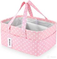 👶 pink large collapsible baby diaper caddy - nursery organizer storage basket for girls - portable tote bag for changing table, car travel, and registry favorites - newborn essentials must-haves with cute small dots logo