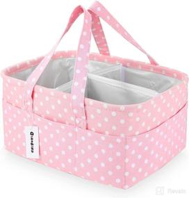 img 4 attached to 👶 Pink Large Collapsible Baby Diaper Caddy - Nursery Organizer Storage Basket for Girls - Portable Tote Bag for Changing Table, Car Travel, and Registry Favorites - Newborn Essentials Must-Haves with Cute Small Dots