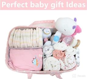 img 2 attached to 👶 Pink Large Collapsible Baby Diaper Caddy - Nursery Organizer Storage Basket for Girls - Portable Tote Bag for Changing Table, Car Travel, and Registry Favorites - Newborn Essentials Must-Haves with Cute Small Dots