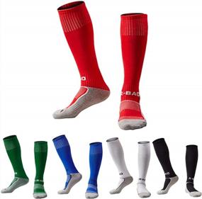 img 4 attached to 5-Pack Knee High Soccer Socks With Towel Bottom And Pressure Fit For Boys And Girls (4-13 Years)