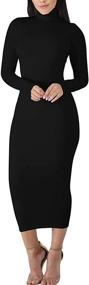 img 1 attached to Women'S Long Sleeve Turtleneck Bodycon Pencil Dress For Party - BORIFLORS Sexy Basic