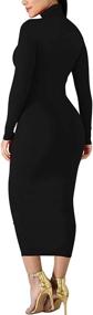 img 2 attached to Women'S Long Sleeve Turtleneck Bodycon Pencil Dress For Party - BORIFLORS Sexy Basic