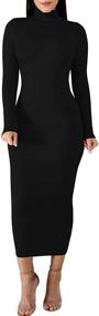 img 4 attached to Women'S Long Sleeve Turtleneck Bodycon Pencil Dress For Party - BORIFLORS Sexy Basic