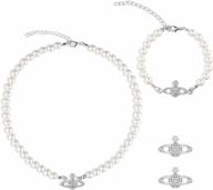 y2k saturn pearl jewelry set - necklace, choker, bracelet, earrings for indie fashion enthusiasts logo