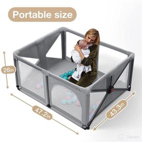 img 2 attached to 👶 RONBEI Foldable Baby Playpen - Easy Assembly, Portable & Lightweight Indoor Outdoor Play Yard Fence for Babies and Toddlers, Travel Friendly