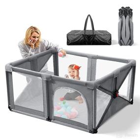 img 4 attached to 👶 RONBEI Foldable Baby Playpen - Easy Assembly, Portable & Lightweight Indoor Outdoor Play Yard Fence for Babies and Toddlers, Travel Friendly