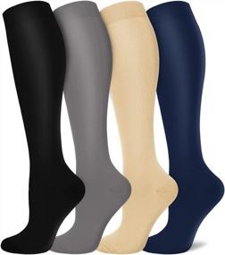img 4 attached to Copper Compression Socks For Men And Women - Boost Circulation With 4 Pairs - Ideal For Nurses, Running, And Cycling Support
