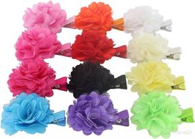 img 3 attached to 🌹 12pcs 2'' Silk Satin Carnation Rose DIY Flowers | Grosgrain Ribbon Clips for Baby, Girls, Teens | Handmade Hair Accessories for Infants, Toddlers, Kids, Children