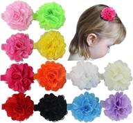 🌹 12pcs 2'' silk satin carnation rose diy flowers | grosgrain ribbon clips for baby, girls, teens | handmade hair accessories for infants, toddlers, kids, children logo