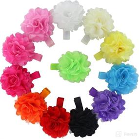 img 2 attached to 🌹 12pcs 2'' Silk Satin Carnation Rose DIY Flowers | Grosgrain Ribbon Clips for Baby, Girls, Teens | Handmade Hair Accessories for Infants, Toddlers, Kids, Children