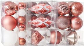 img 4 attached to Deck Your Tree In Shimmering Rose Gold: 102Pc Shatterproof Xmas Ball Ornament Set With Gift Package
