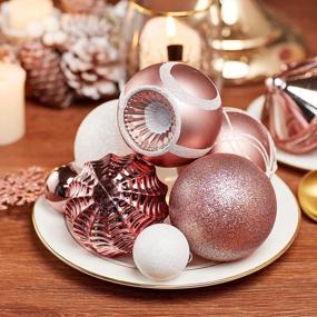 img 1 attached to Deck Your Tree In Shimmering Rose Gold: 102Pc Shatterproof Xmas Ball Ornament Set With Gift Package