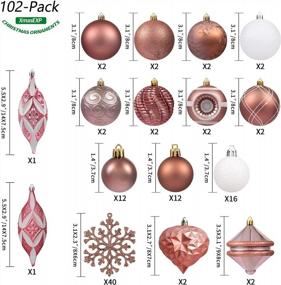 img 3 attached to Украсьте свое дерево мерцающим розовым золотом: набор из 102 небьющихся рождественских шаров с подарочной упаковкой