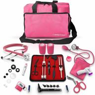 complete nurse starter kit with 18 pieces - stethoscope, blood pressure monitor, tuning forks, and more in pink logo