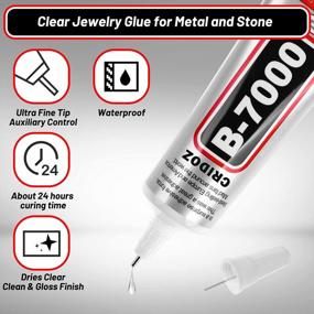 img 2 attached to B7000 Rhinestone Glue For Jewelry Making, Clear Glue For Crafts Fabric Glue With Precision Tips Adhesive Glue With Dotting Pens Tweezers For Metal Stone Nail Art Beading Wood Glass 0.5 Fl Oz, 3 Packs