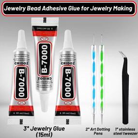 img 3 attached to B7000 Rhinestone Glue For Jewelry Making, Clear Glue For Crafts Fabric Glue With Precision Tips Adhesive Glue With Dotting Pens Tweezers For Metal Stone Nail Art Beading Wood Glass 0.5 Fl Oz, 3 Packs