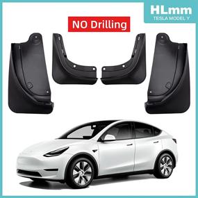 img 4 attached to 🚗 Tesla Model Y Mud Flaps 2020-2022: Enhanced Splash Guards Fender Set with Gift Boxes Accessories (No Drill Installation)