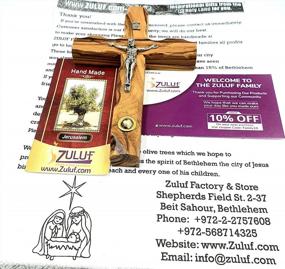 img 1 attached to Zuluf Catholic Cross Crucifix With Holy Land Stone For Wall Christian Olive Wood Religious Gift With Certificate Wooden Cross With Silver Plated Metal Crucifix And Stone 12Cm / 4.7 Inches CRS046