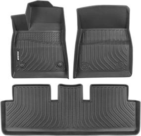 img 3 attached to 🚗 Motor Trend Odorless All Weather Protection 3D Contour Fit Front & Rear Floor Mats for 2017-2020 Tesla Model 3 Liners