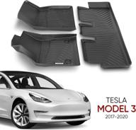 🚗 motor trend odorless all weather protection 3d contour fit front & rear floor mats for 2017-2020 tesla model 3 liners logo