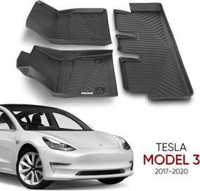 img 4 attached to 🚗 Motor Trend Odorless All Weather Protection 3D Contour Fit Front & Rear Floor Mats for 2017-2020 Tesla Model 3 Liners