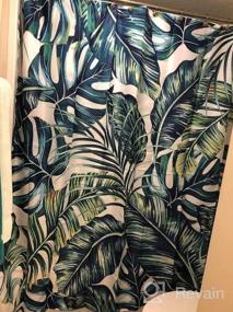 img 7 attached to Artistic Botanical Green Leaves Shower Curtain Set With Hooks - Tropical Palm Print On White Background - 72" X 72" Fabric Bathroom Curtain For Stunning Décor
