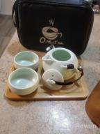 img 1 attached to Portable Travel Tea Set - 100% Handmade Chinese/Japanese Vintage Kungfu Gongfu Porcelain Teapot & Teacups, Bamboo Tray & Mat With Portable Bag (White-2 Cups) | OMyTea® review by John Beltran