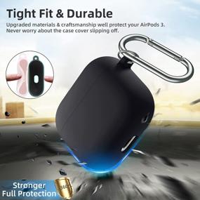 img 2 attached to AirPods 3Rd Generation Case Cover, Maledan Triple Layer Protector Liquid Silicone Skin With Durable Carabiner For Women Men - Black