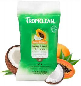 img 4 attached to TropiClean Papaya & Coconut Luxury 2-In-1 Pet Wipes, 20Ct - Wipes For Dogs & Cats - Gently Removes Dirt & Dander - For Pet Paws, Face, Body & Butt - Tropical Papaya & Coconut Scent