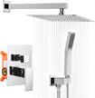 10 inch luxury rain mixer shower combo set - wall mounted chrome faucet, valve & trim included - hgn logo