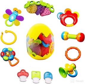 img 4 attached to 👶 Baby Rattle Teether Toy - Educational Teething Toy for 6-Month-Olds with Egg Packing - Best Christmas Gift for Newborns and Infants