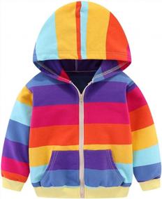 img 4 attached to Girls' Stripe Hoodie: Full Zip, Long Sleeve, Casual Sweatshirt For Fall By LittleSpring