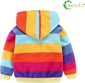 img 3 attached to Girls' Stripe Hoodie: Full Zip, Long Sleeve, Casual Sweatshirt For Fall By LittleSpring