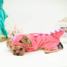 img 2 attached to Delifur Dinosaur Dog Costume Pet Dino Hoodie for Small Dogs and Cats