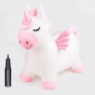 unicorn hopper for kids - inpany bouncy inflatable animal ride-on toy in pink, ideal for boys and girls, toddlers, with pump included logo